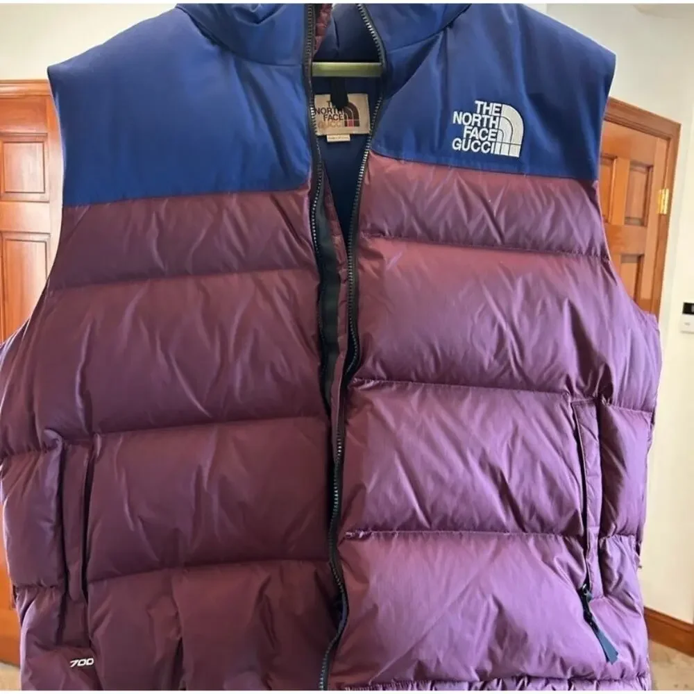 Men’s Gucci, X Northface puffer vest size XXXL with dust bag